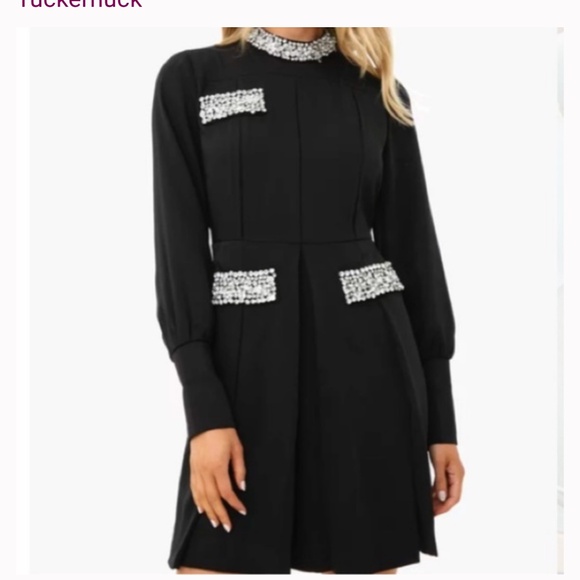 New nwt Tuckernuck Womens Embelished Hoyt Dress Black Beaded Cocktail Dress - Picture 2 of 2